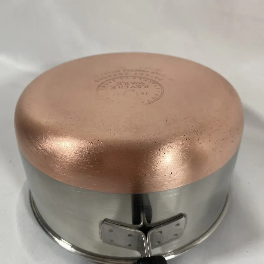 Revere Ware 1 Qt Copper Bottom Sauce Pan & Lid Stainless Steel pre1968 Riverside